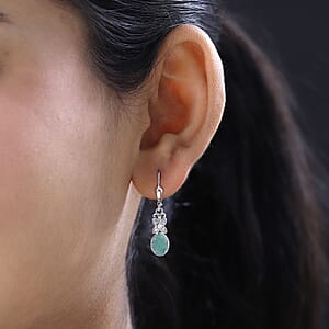 D'Joy Premium Grandidierite and White Zircon Lever Back Earrings in Platinum Over Sterling Silver 1.65 ctw