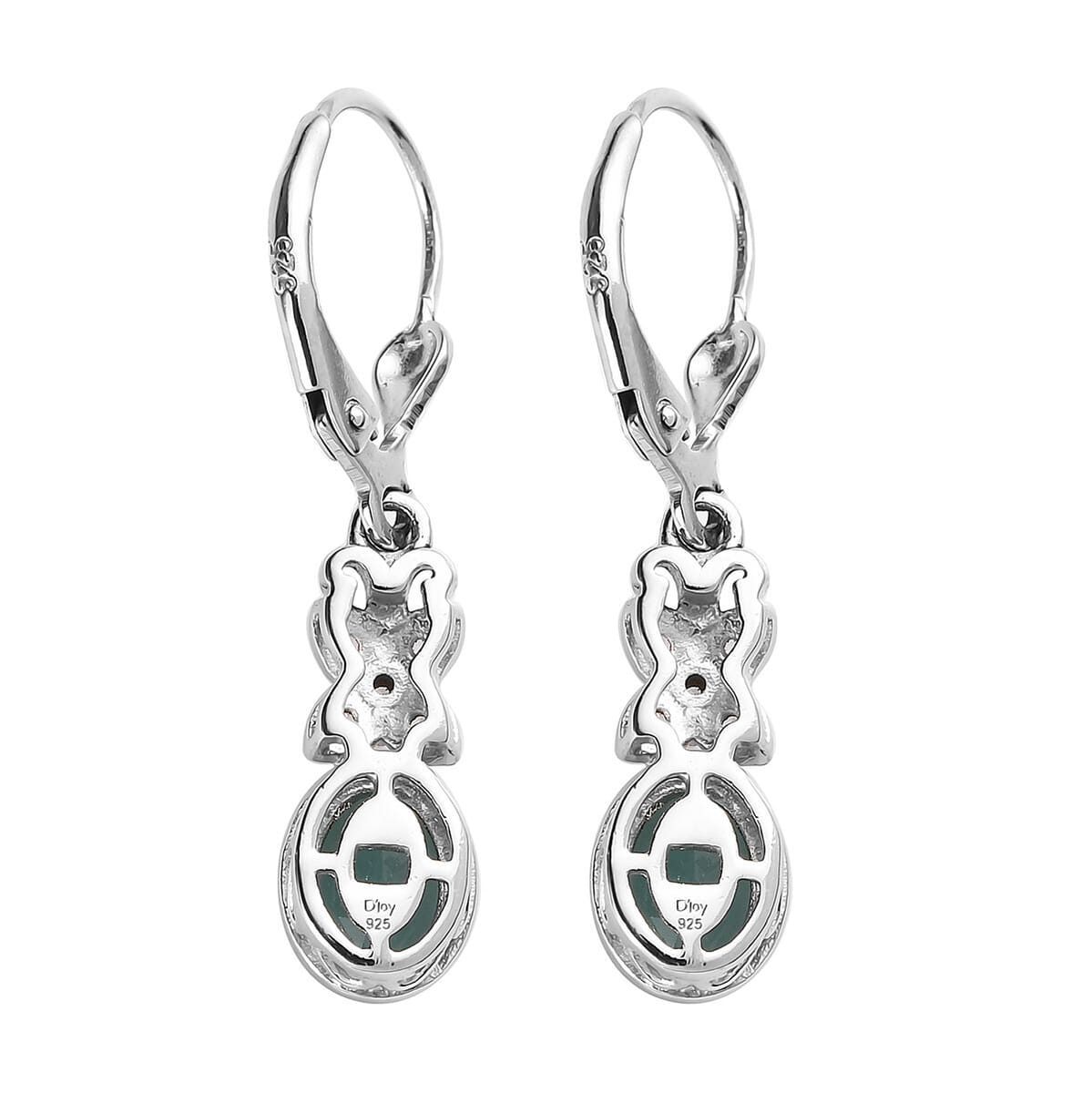Premium Grandidierite and White Zircon Lever Back Earrings in Platinum Over Sterling Silver 1.65 ctw image number 3