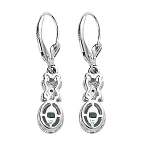 D'Joy Premium Grandidierite and White Zircon Lever Back Earrings in Platinum Over Sterling Silver 1.65 ctw