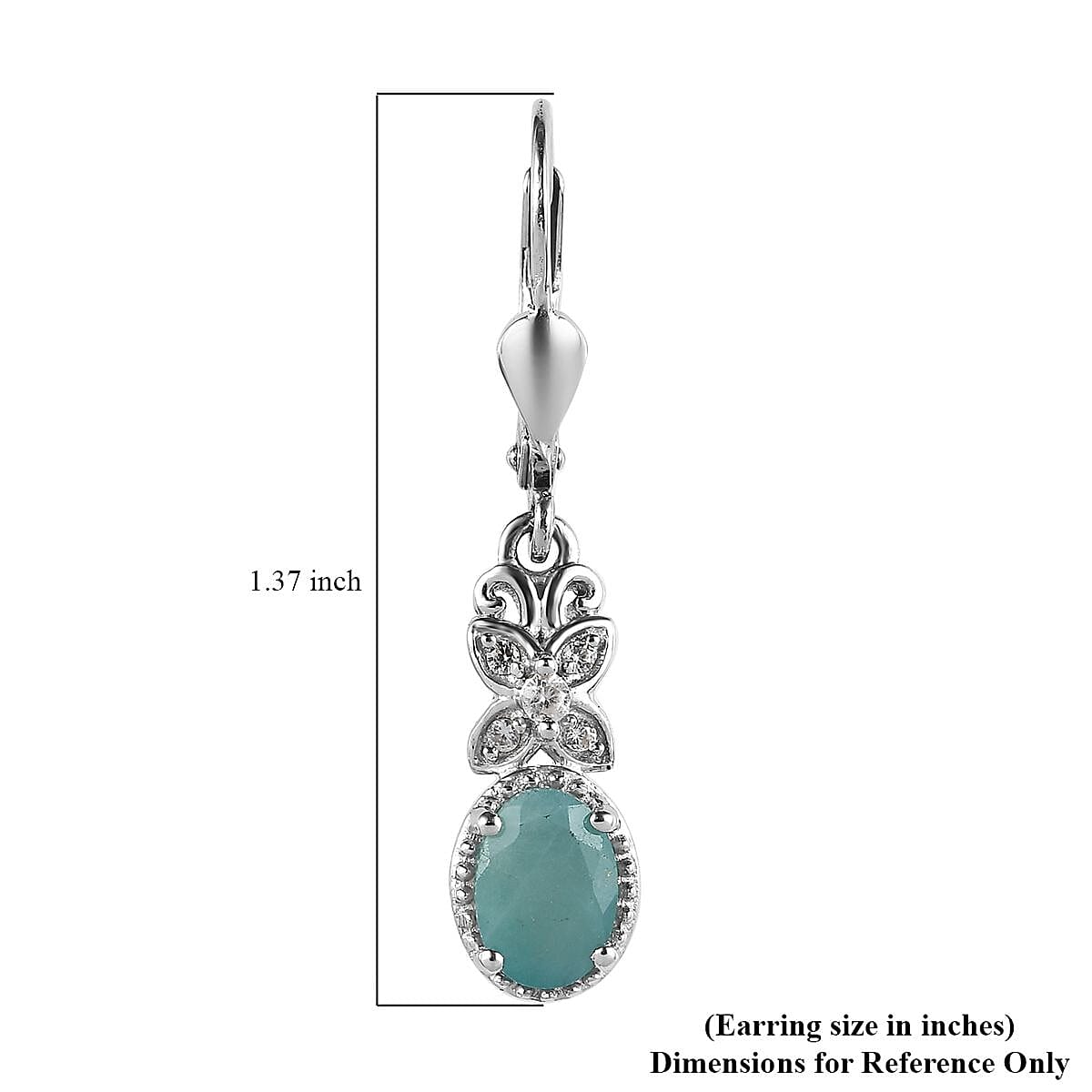 D'Joy Premium Grandidierite and White Zircon Lever Back Earrings in Platinum Over Sterling Silver 1.65 ctw