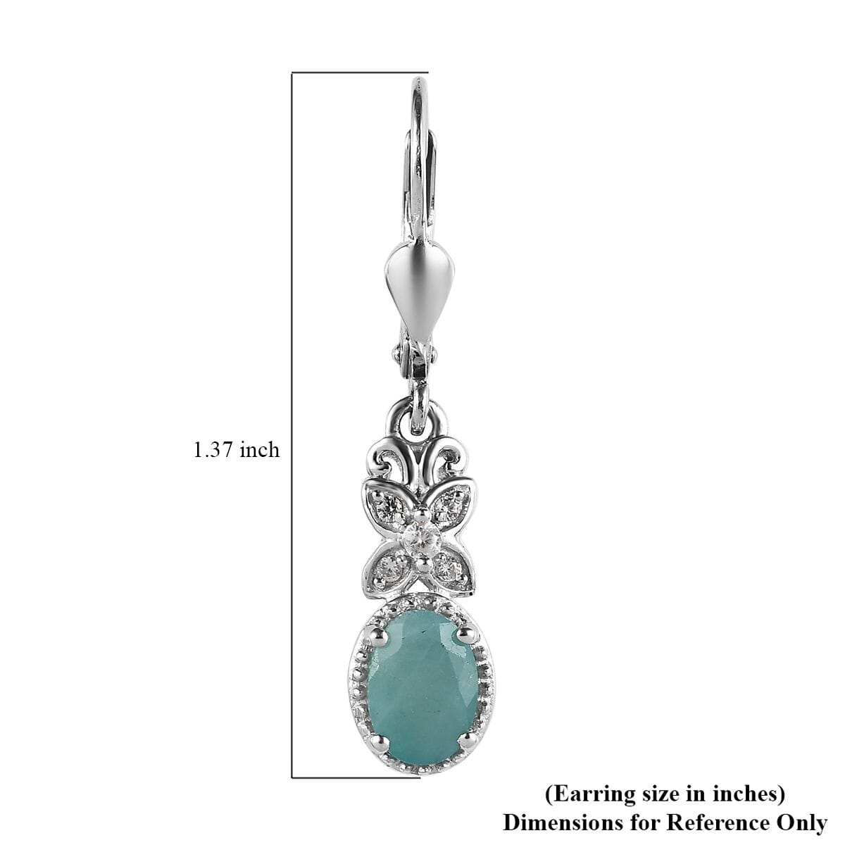 Premium Grandidierite and White Zircon Lever Back Earrings in Platinum Over Sterling Silver 1.65 ctw image number 4