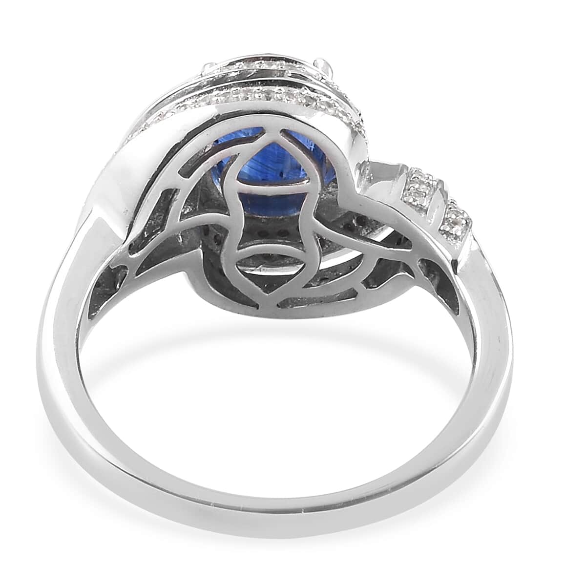 Himalayan Kyanite and Zircon 4.00 ctw Ring in Platinum Over Sterling Silver image number 4