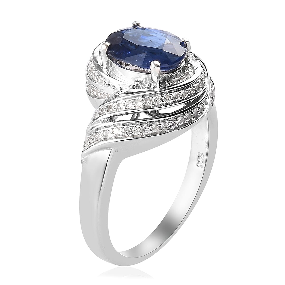 Himalayan Kyanite and Zircon 4.00 ctw Ring in Platinum Over Sterling Silver (Size 7.0) image number 3