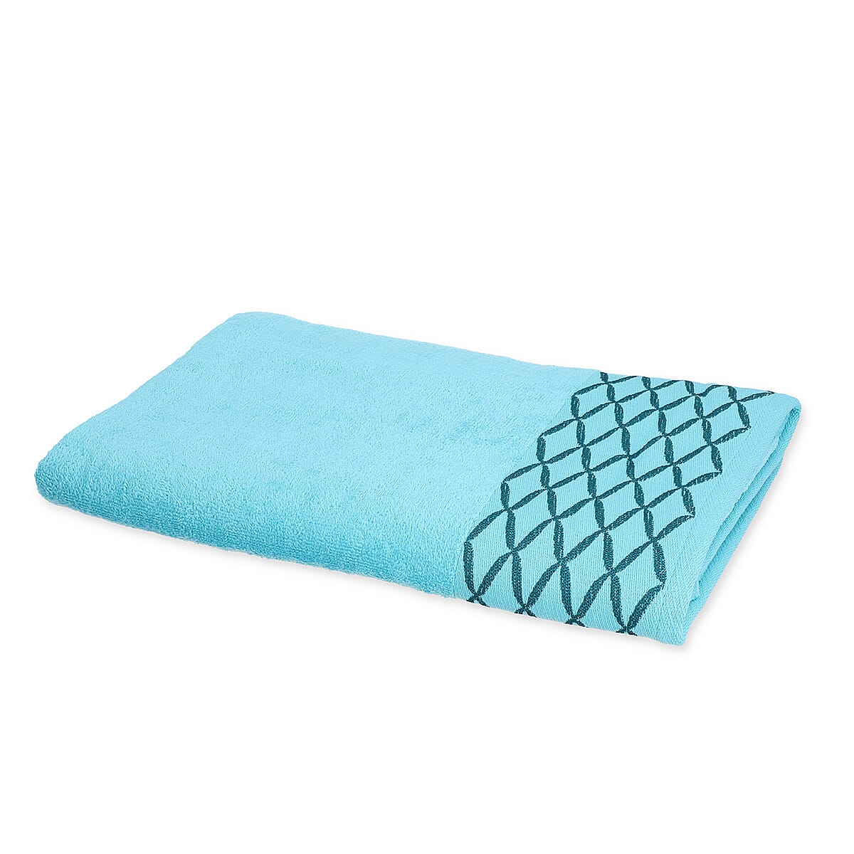 Set of 2 Aqua Dyed Jacquard Velour Bath Towels (100% Cotton) image number 2