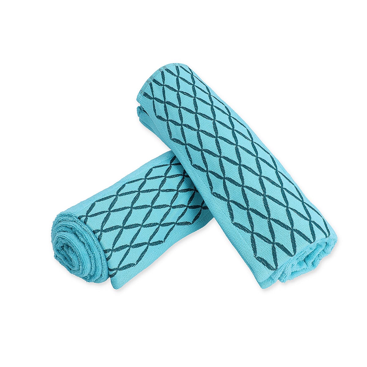 Set of 2 Aqua Dyed Jacquard Velour Bath Towels (100% Cotton) image number 3