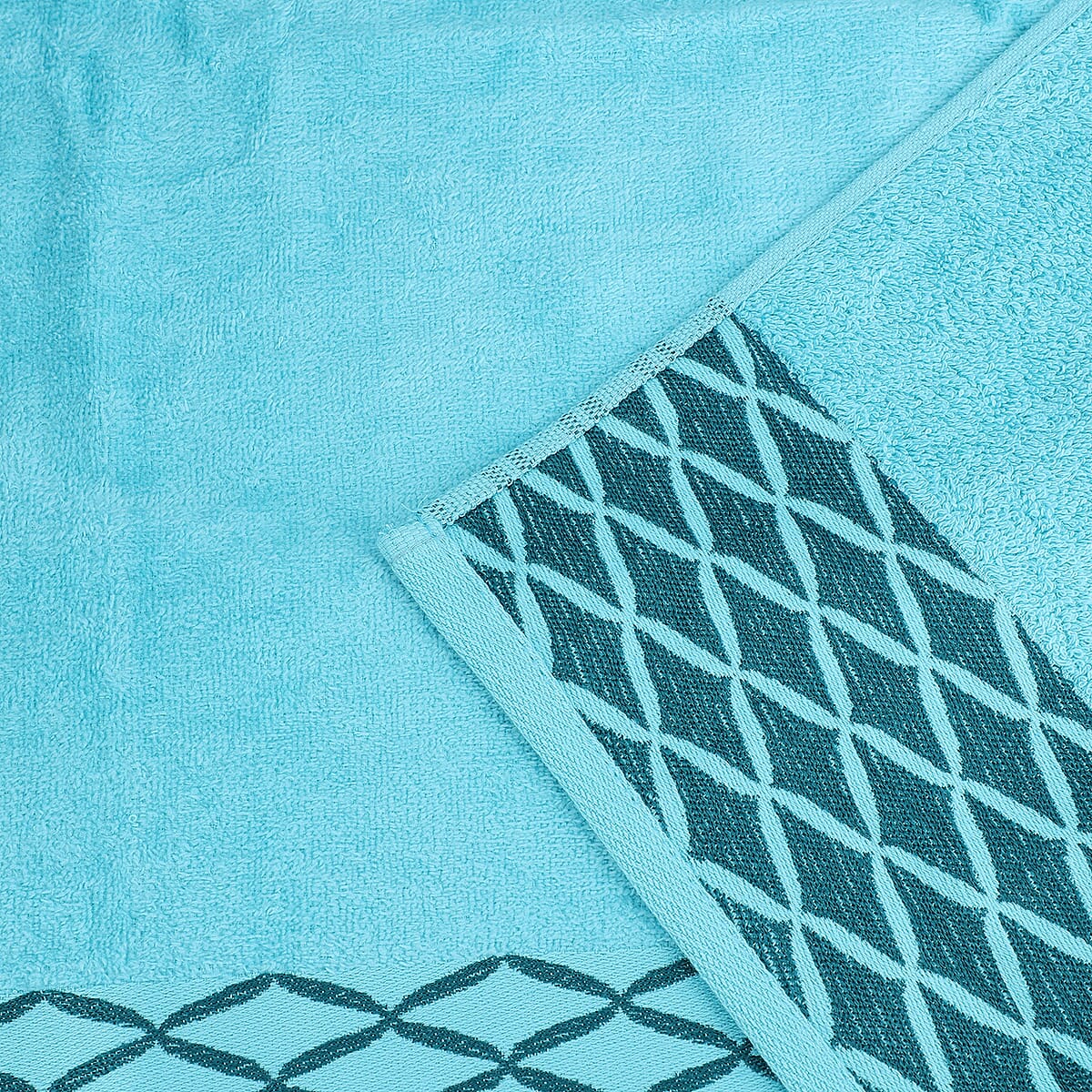 Set of 2 Aqua Dyed Jacquard Velour Bath Towels (100% Cotton) image number 5