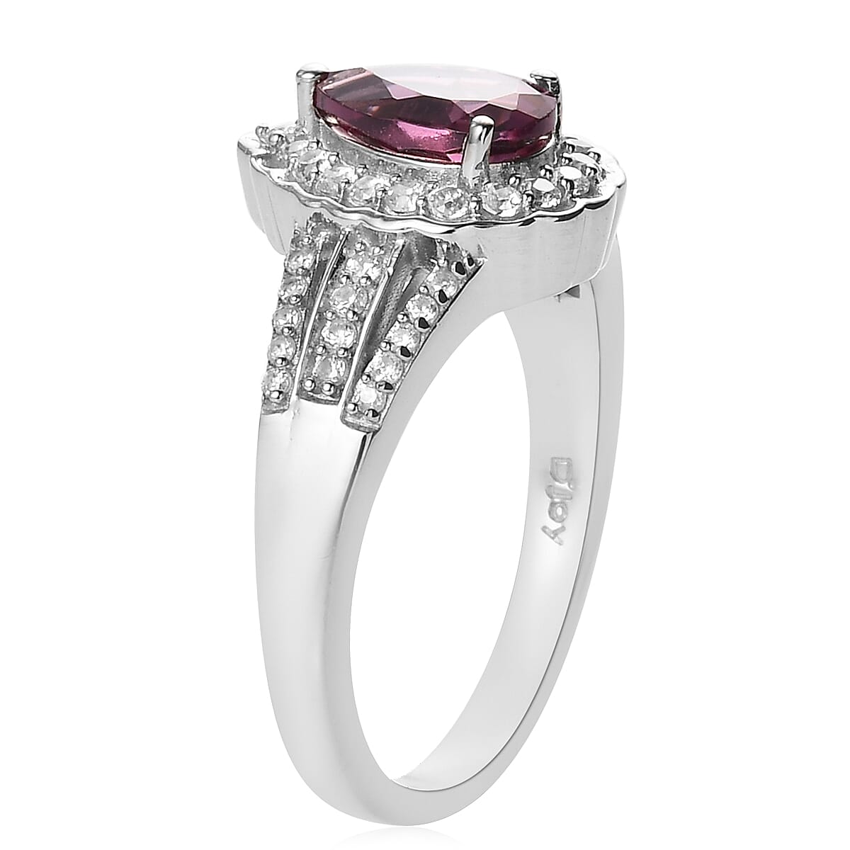 Tanzanian Wine Garnet and Zircon Ring in Platinum Over Sterling Silver (Size 10.0) 2.10 ctw
