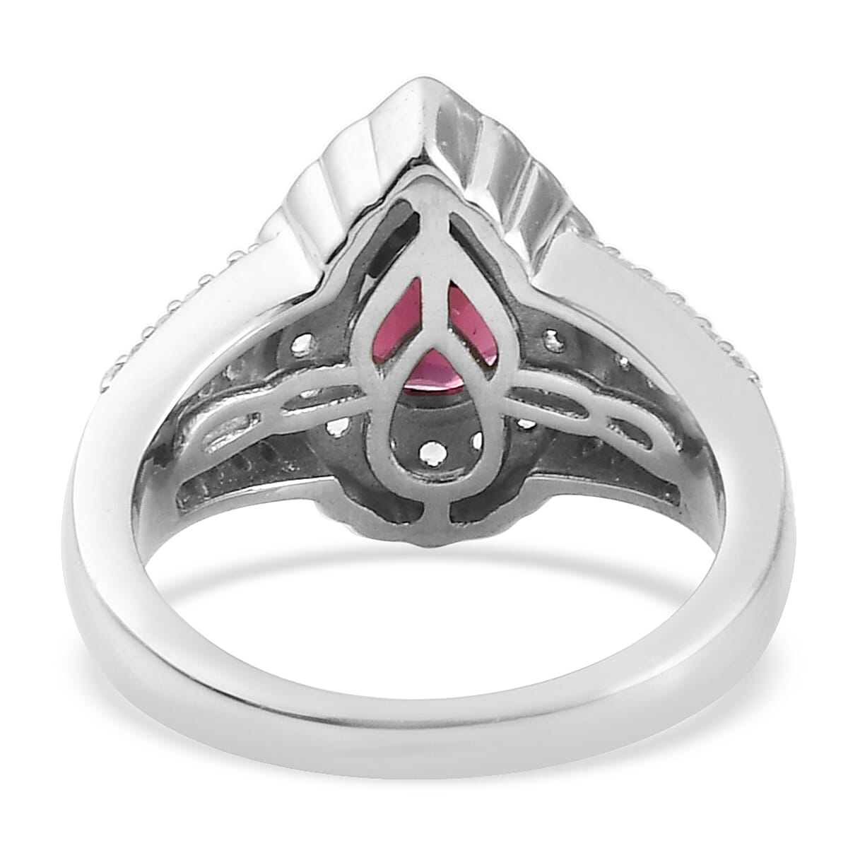 Tanzanian Wine Garnet and Zircon Ring in Platinum Over Sterling Silver (Size 10.0) 2.10 ctw