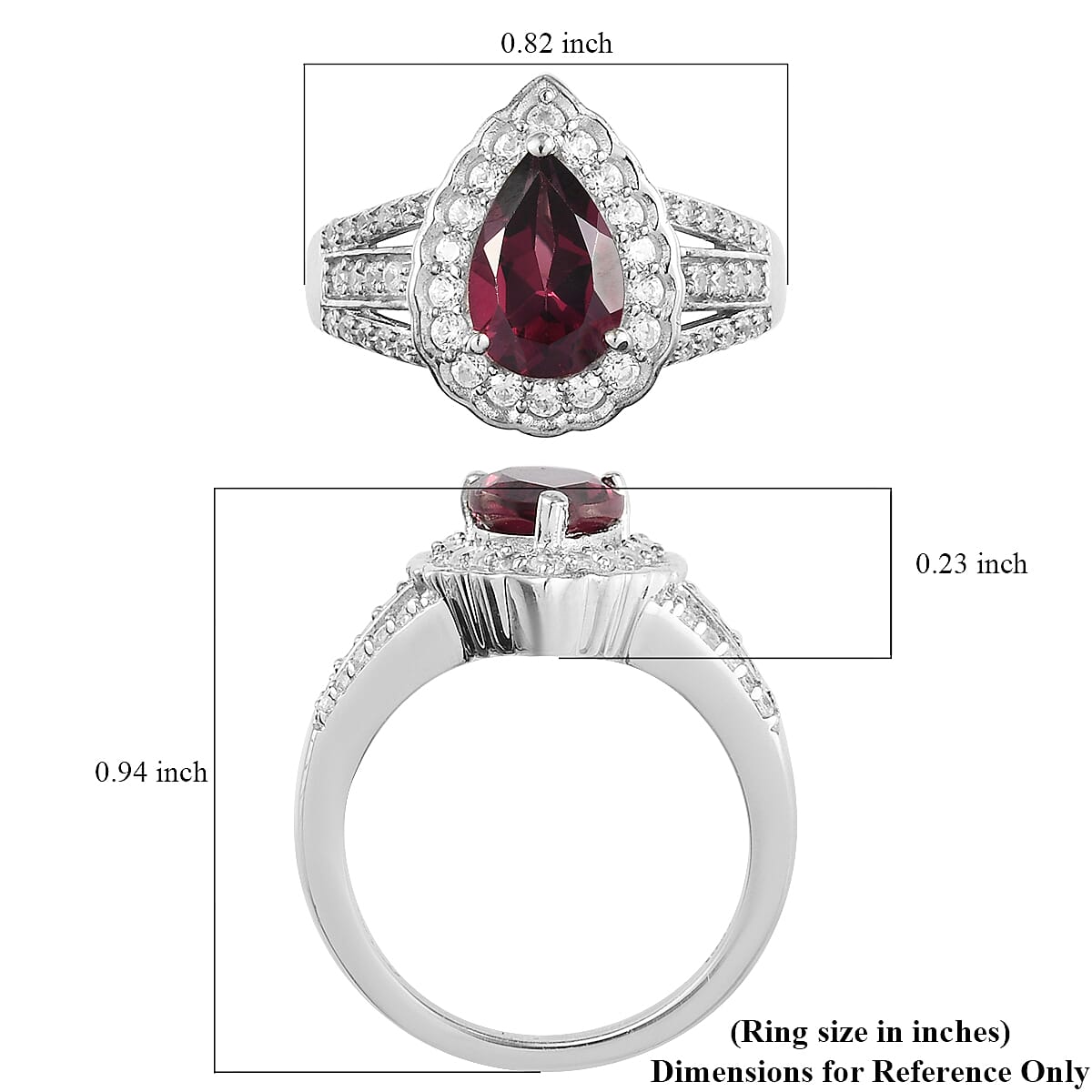 Tanzanian Wine Garnet and Zircon Ring in Platinum Over Sterling Silver (Size 10.0) 2.10 ctw
