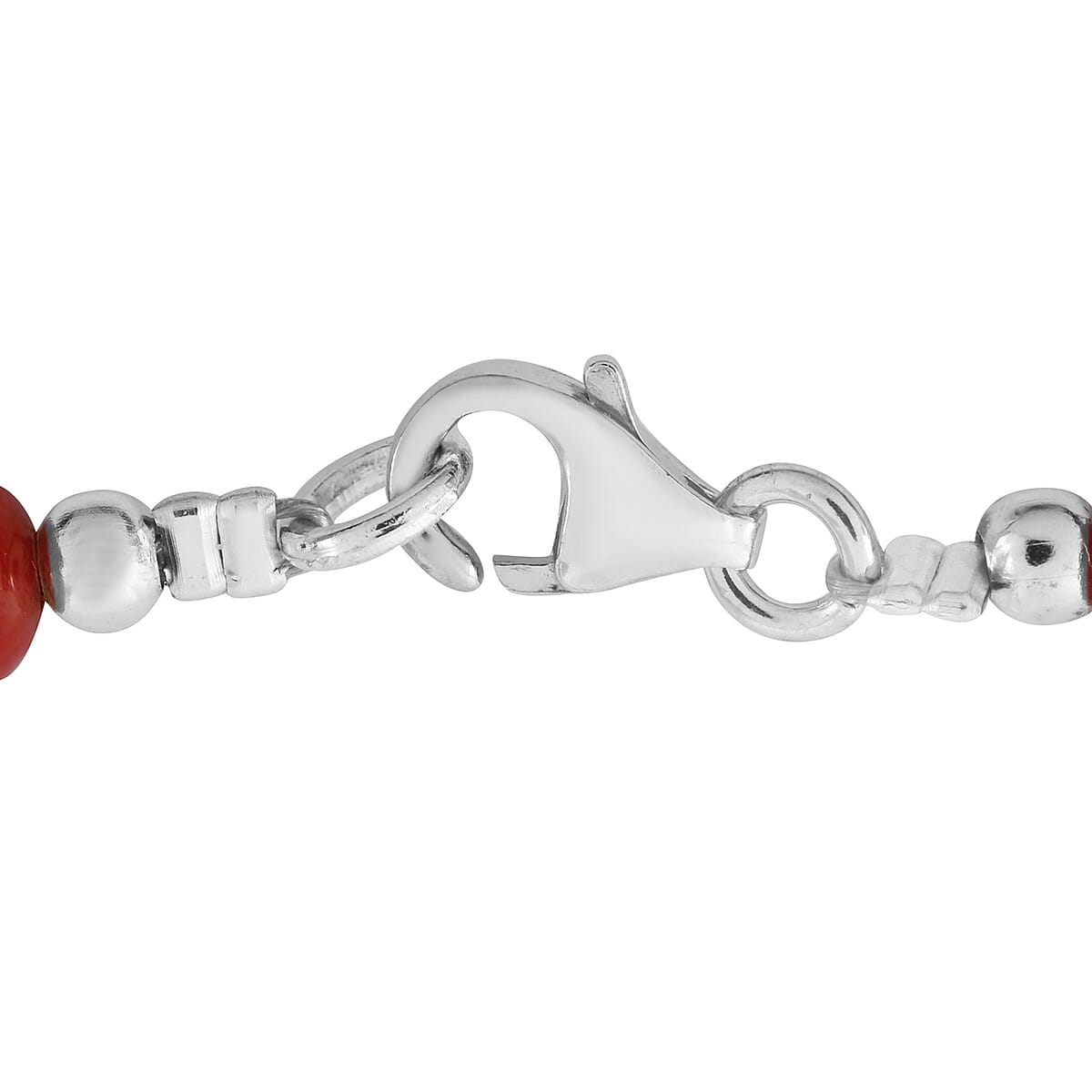 Enhanced Red Coral Beads Necklace 18 Inch in Sterling Silver image number 2