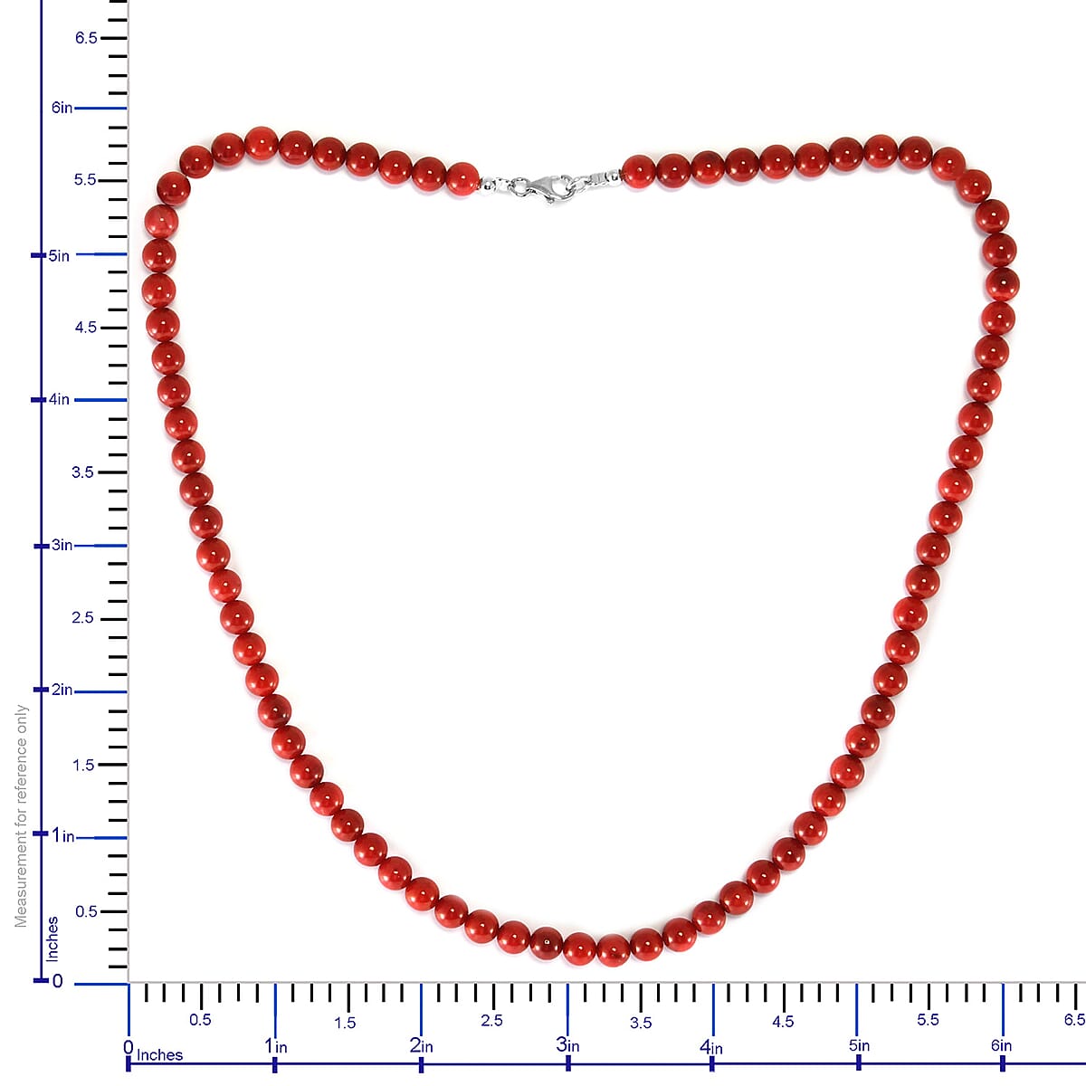 Enhanced Red Coral Beads Necklace 18 Inch in Sterling Silver image number 3