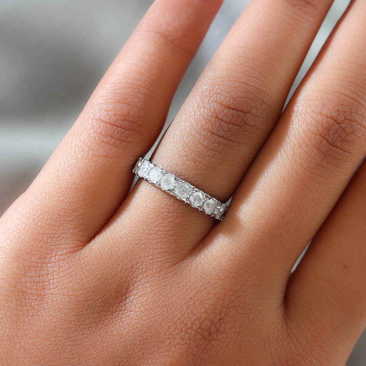 LUXORO 10K White Gold G-H I2 Diamond Band Ring (Size 6.0) 2.50 Grams 1.00 ctw image number 2