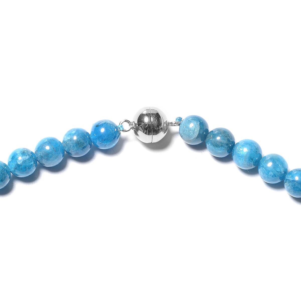 293.00 ctw Malgache Neon Apatite Beads Necklace 18 Inches in Sterling Silver with Magnetic Lock image number 2