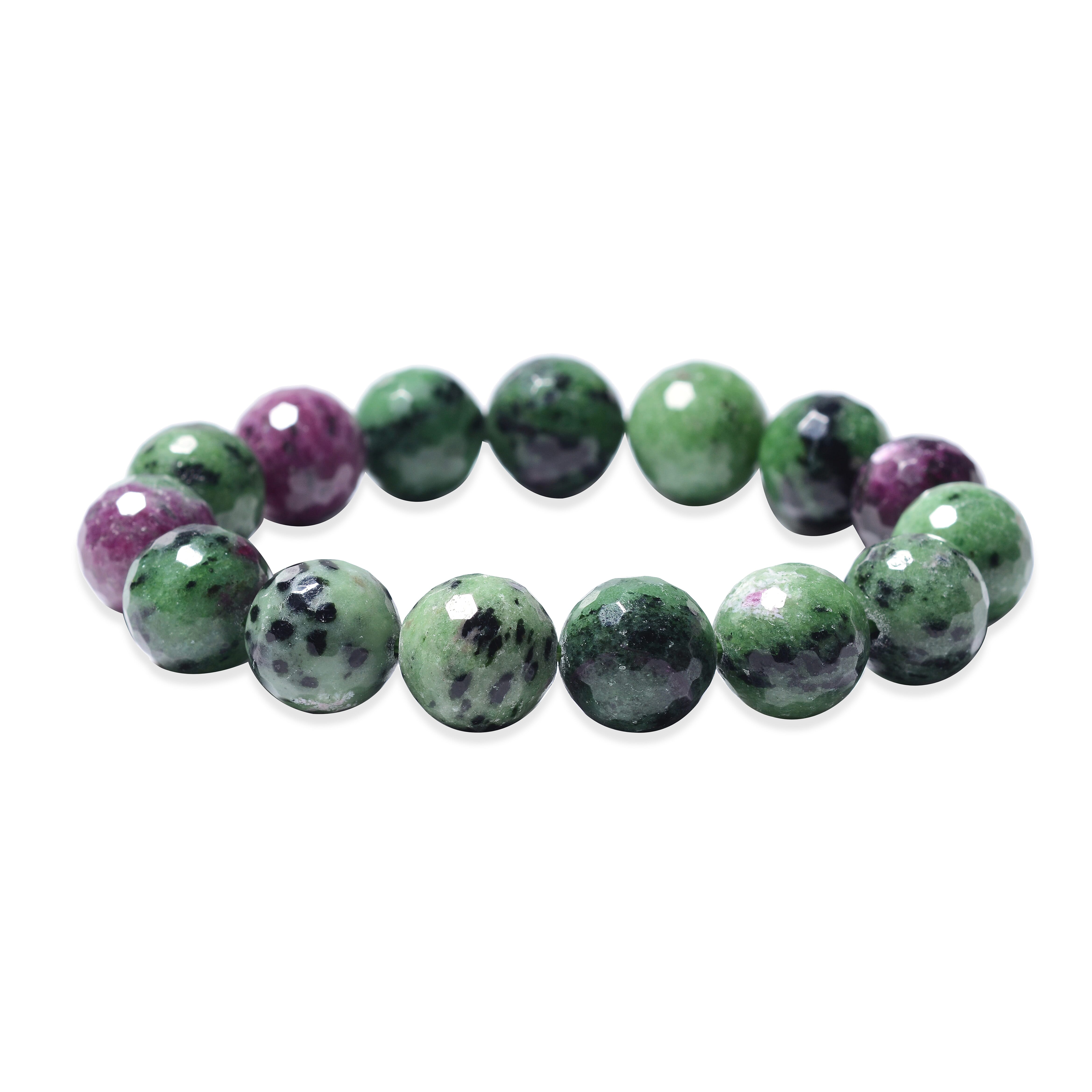 Natural Ruby Zoisite Faceted Beaded Stretch Bracelet 300.00 ctw