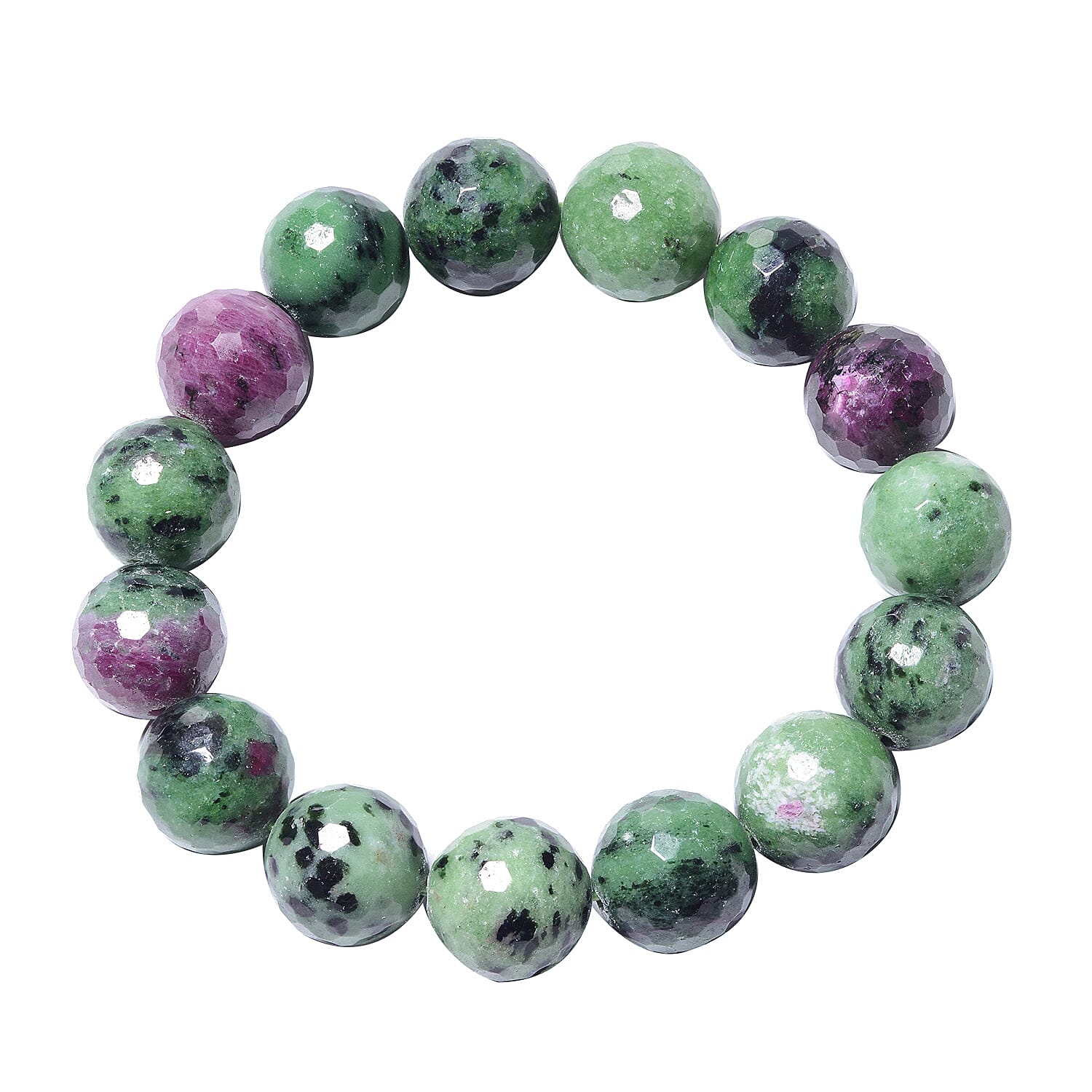 Natural Ruby Zoisite Faceted Beaded Stretch Bracelet 300.00 ctw