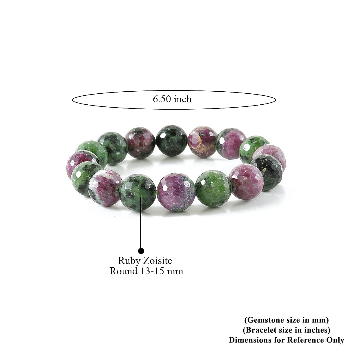 Natural Ruby Zoisite Faceted Beaded Stretch Bracelet 300.00 ctw