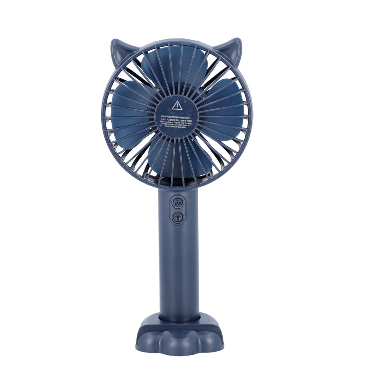 Handy Fan Deep Blue Rechargeable Mini Portable Hand-held LED Light and 3- Speed Fan with Stand and USB Charging Cable (4.5W/1200mAh) image number 0
