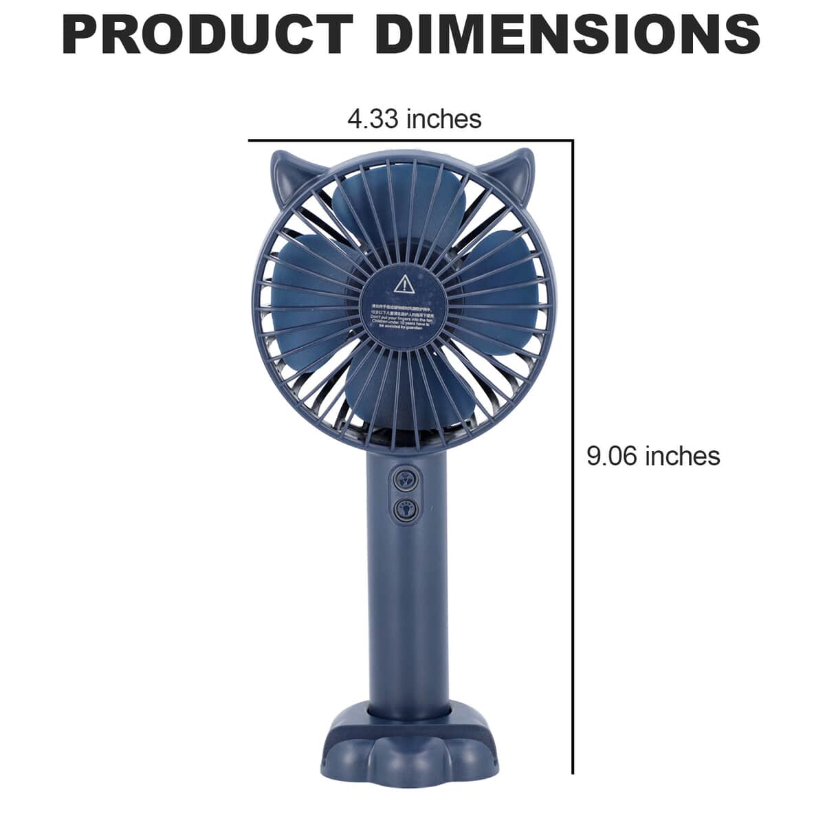 Handy Fan Deep Blue Rechargeable Mini Portable Hand-held LED Light and 3- Speed Fan with Stand and USB Charging Cable (4.5W/1200mAh) image number 3