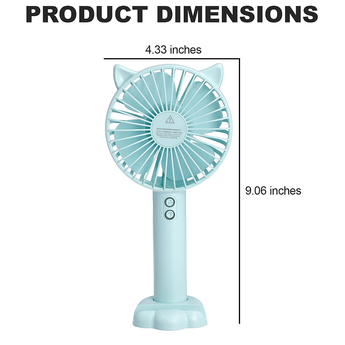 Rechargeable Handheld Fan with 3 Speed Control and LED Light - Light Blue | Portable Fan | Desk Fan | Mini Fan | Personal Fan image number 3