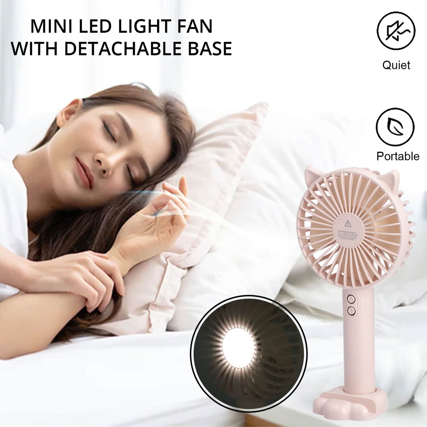 Buy Rechargeable Handheld Fan with 3 Speed Control and LED Light