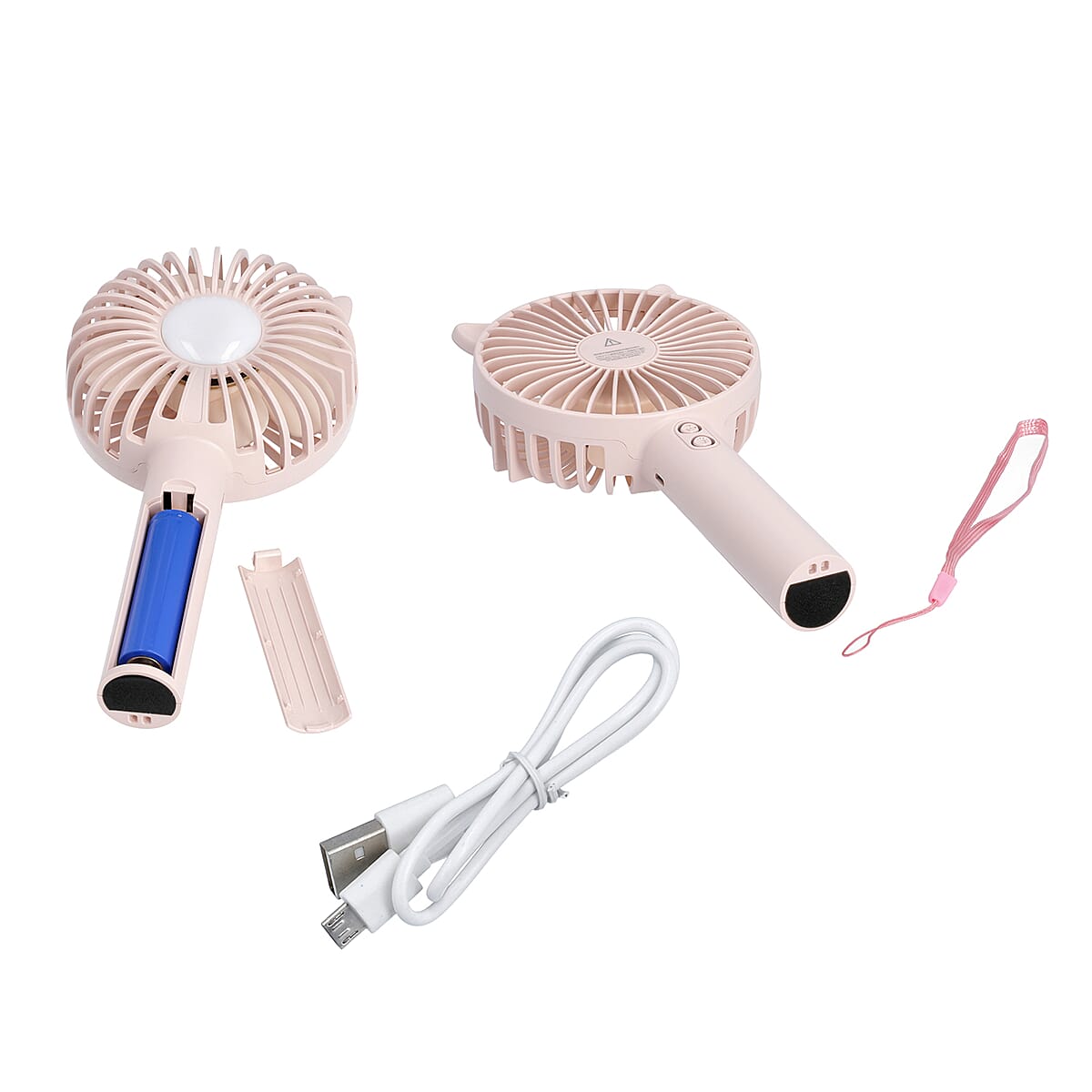 Rechargeable Handheld Fan with 3 Speed Control and LED Light - Pink | Portable Fan | Desk Fan | Mini Fan | Personal Fan image number 4