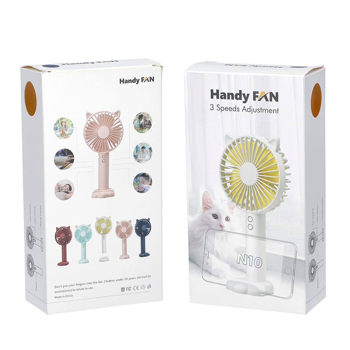 Rechargeable Handheld Fan with 3 Speed Control and LED Light - Pink | Portable Fan | Desk Fan | Mini Fan | Personal Fan image number 5