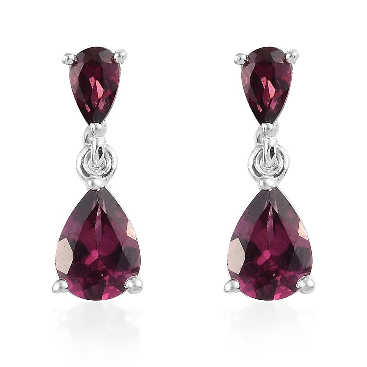 Orissa Rhodolite Garnet Drop Earrings in Sterling Silver 2.00 ctw