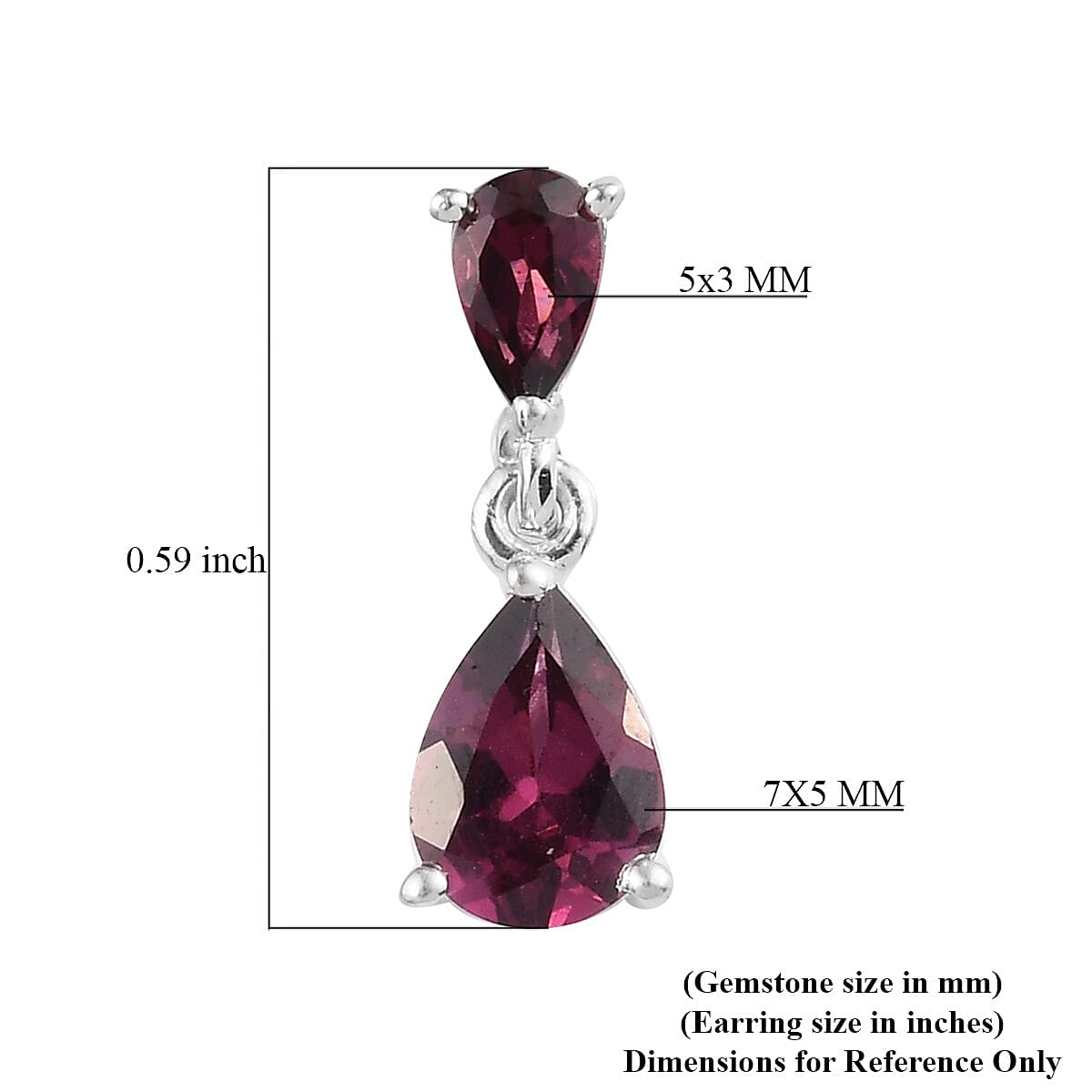 Orissa Rhodolite Garnet Drop Earrings in Sterling Silver 2.00 ctw