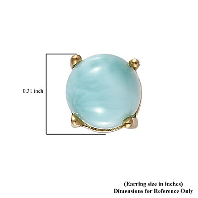 D'Joy Larimar 3.35 ctw Solitaire Stud Earrings in Vermeil Yellow Gold Over Sterling Silver