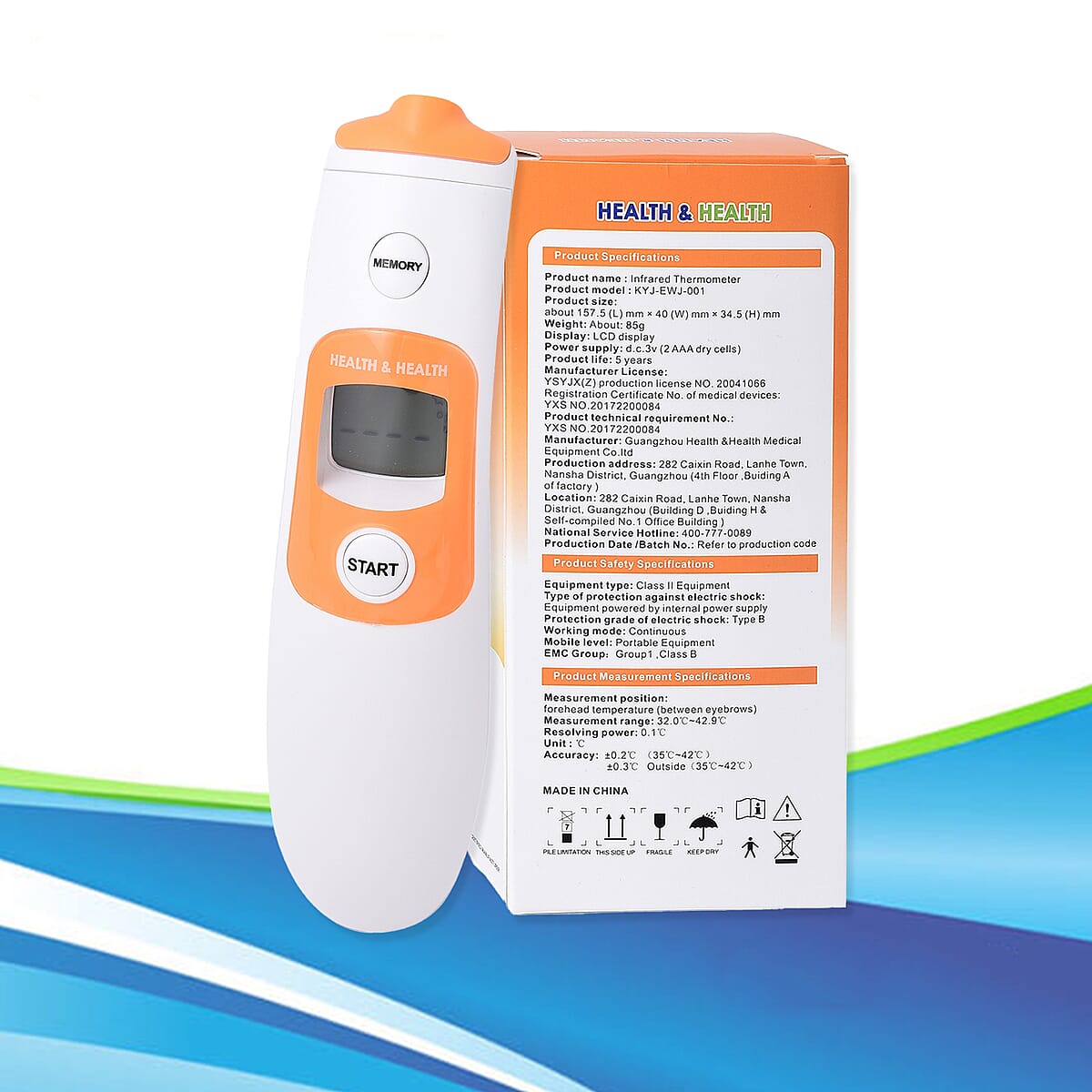 HEALTH & HEALTH Infrared Thermometer with 3 Color LCD Display (Measurement Range : 89.6Â°F to 109.2Â°F) (2xAAA Battery Not Included) image number 3