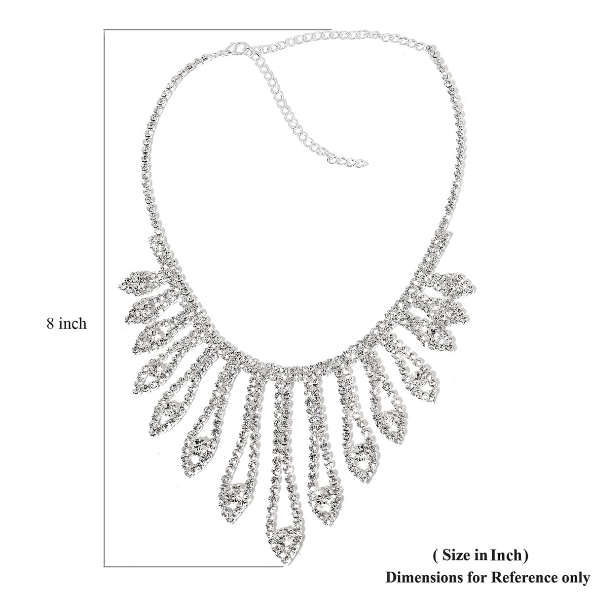 White Austrian Crystal Earrings and Chandelier Necklace 22 Inches in Silvertone image number 3
