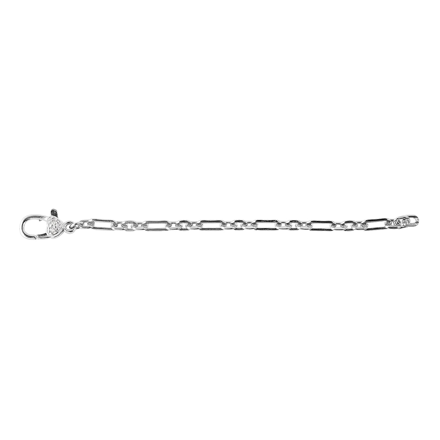 White Zircon Textured Chain Extender with Lobster Lock in Sterling Silver