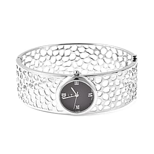 Rachel Galley Swiss Movement Watch Bangle Bracelet, Sterling Silver Watch Bangle Bracelet , Swiss Movement Watch , Stainless Steel Back Watch (7.5 in)