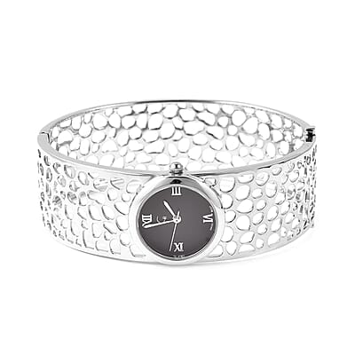 Rachel Galley Swiss Movement Watch Bangle Bracelet, Sterling Silver Watch Bangle Bracelet , Swiss Movement Watch , Stainless Steel Back Watch (7.5 in)
