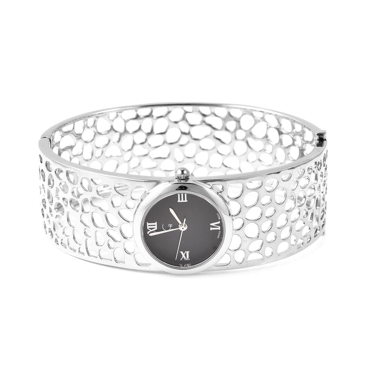 RACHEL GALLEY Swiss Movement Watch Bangle Bracelet in Sterling Silver with Stainless Steel Back (7.5 in) 52.10 Grams image number 3