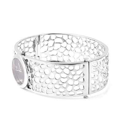 Rachel Galley Swiss Movement Watch Bangle Bracelet, Sterling Silver Watch Bangle Bracelet , Swiss Movement Watch , Stainless Steel Back Watch (7.5 in)