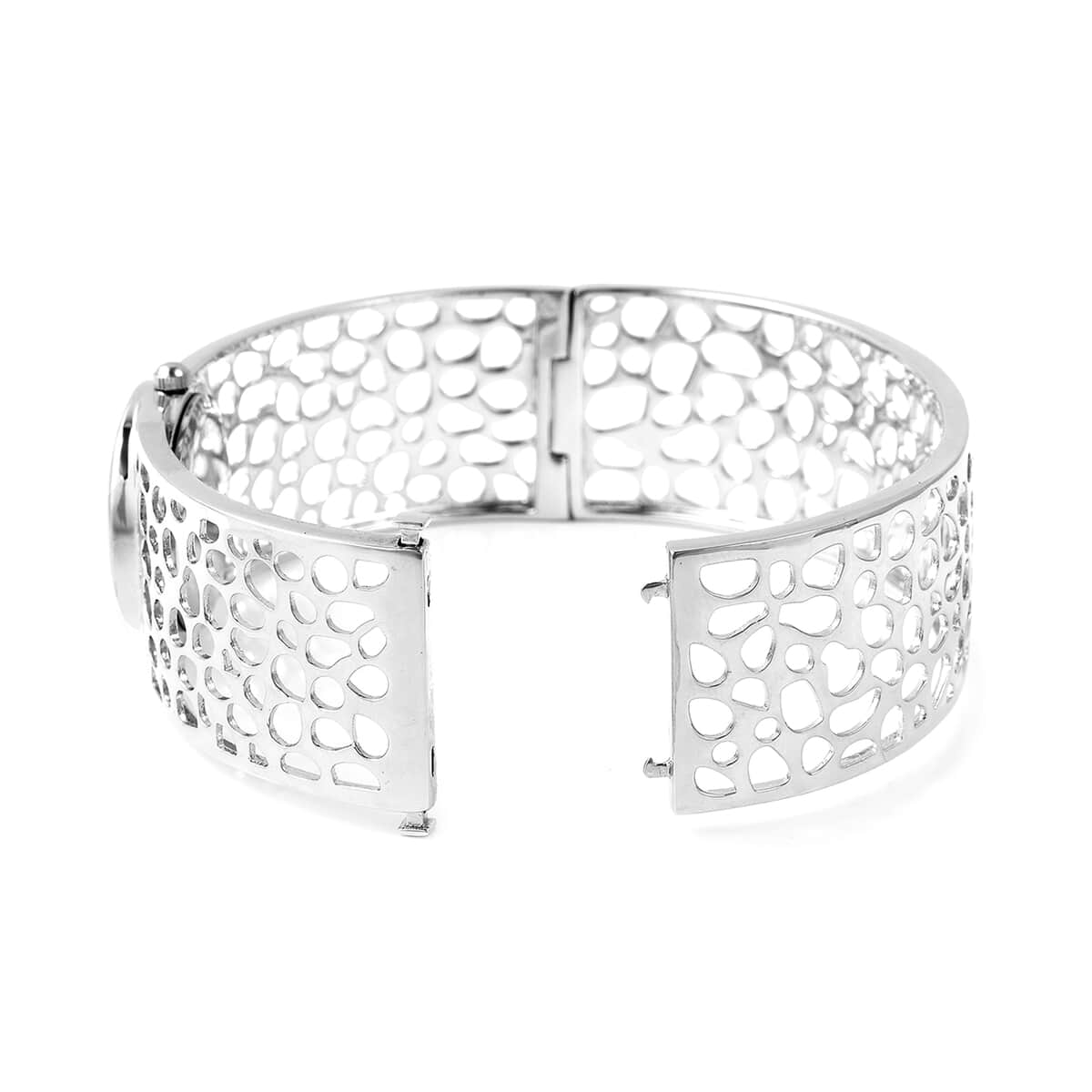 RACHEL GALLEY Swiss Movement Watch Bangle Bracelet in Sterling Silver with Stainless Steel Back (7.5 in) 52.10 Grams image number 5
