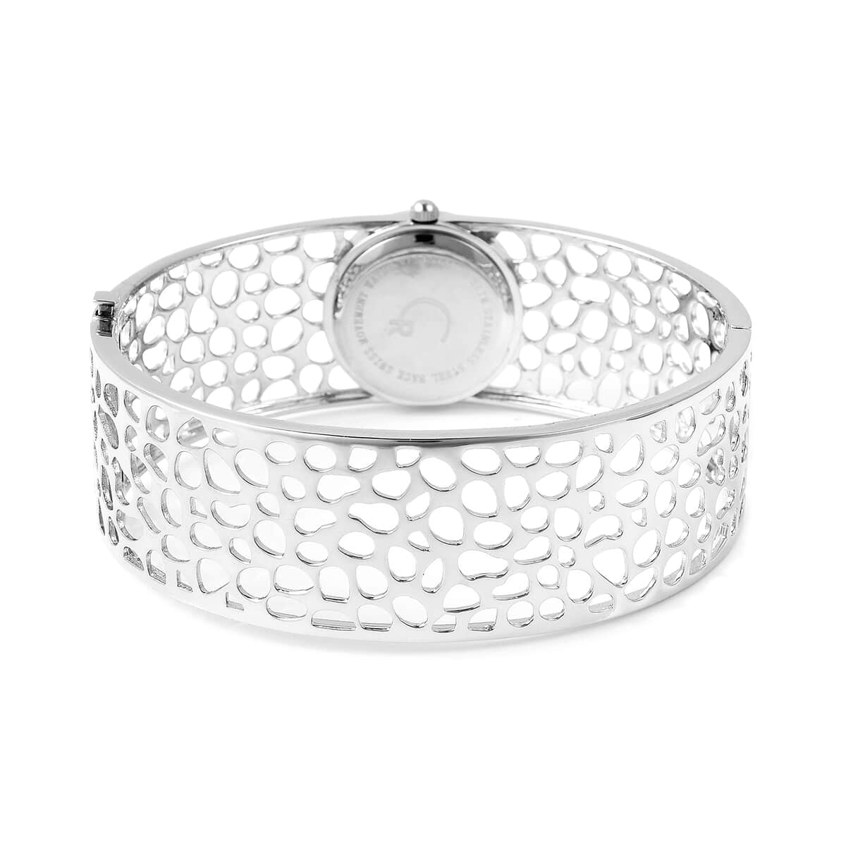 RACHEL GALLEY Swiss Movement Watch Bangle Bracelet in Sterling Silver with Stainless Steel Back (7.5 in) 52.10 Grams image number 6