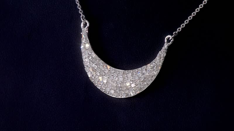 Crescent Moon Talisman Diamond 0.75 ctw Necklace in Platinum Over Sterling Silver 18 Inches