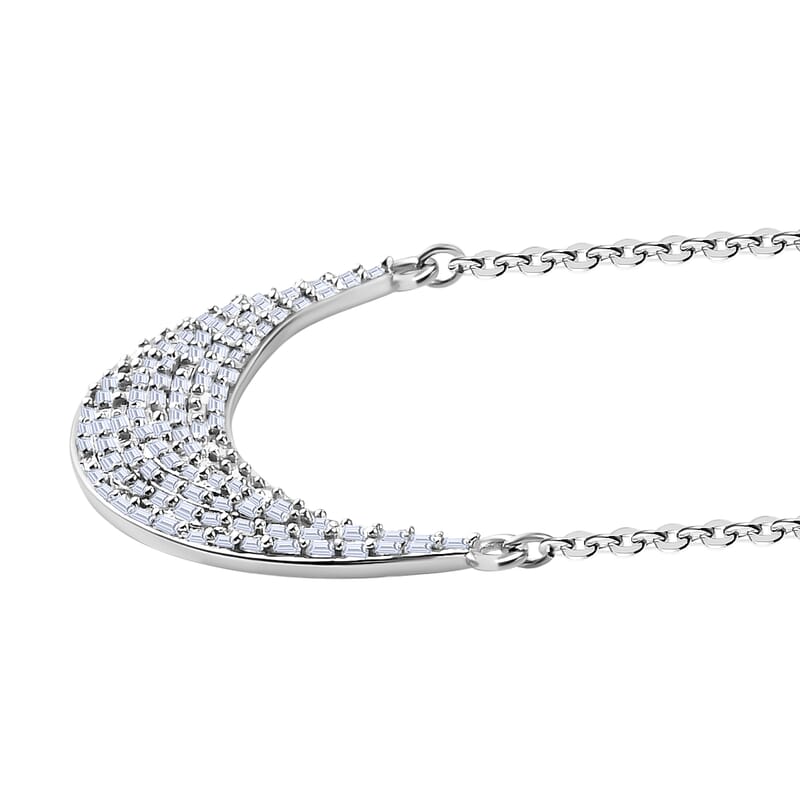 Crescent Moon Talisman Diamond 0.75 ctw Necklace in Platinum Over Sterling Silver 18 Inches
