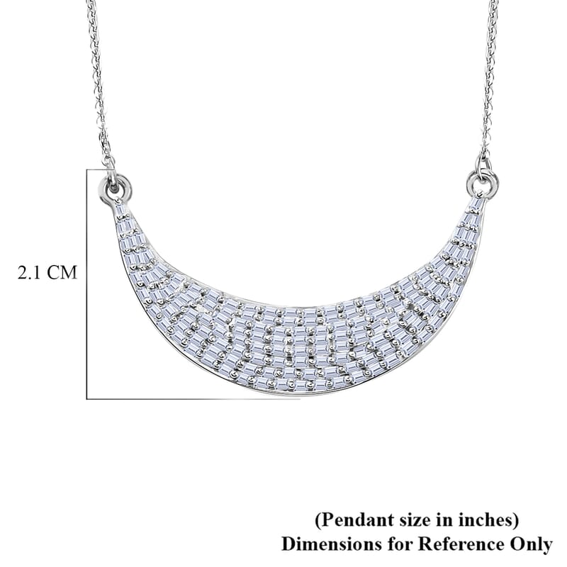 Crescent Moon Talisman Diamond 0.75 ctw Necklace in Platinum Over Sterling Silver 18 Inches