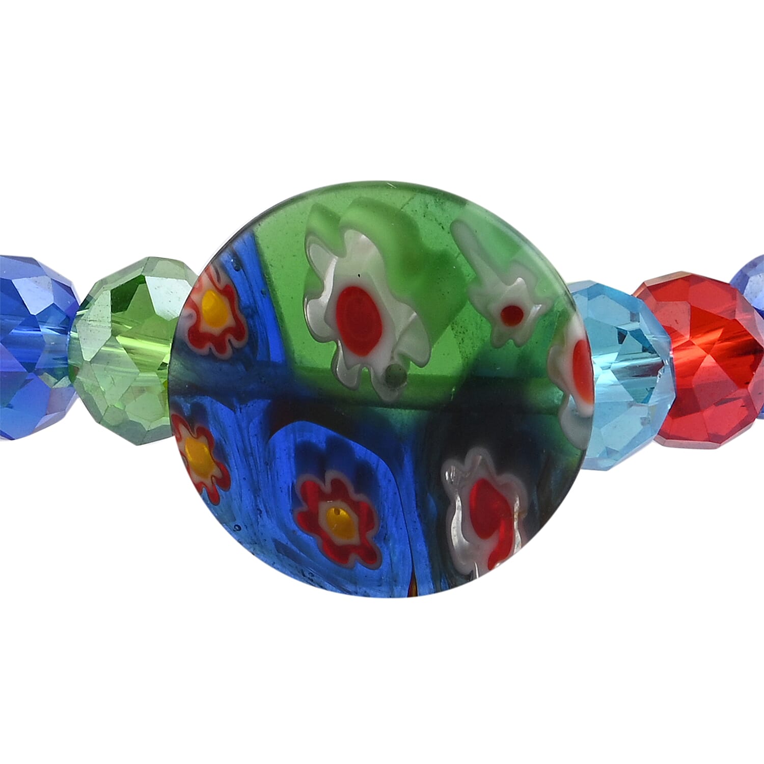 Multi Color Glass and Multi Color Murano Style Stretch Bracelet and Endless Necklace (47.00 In)