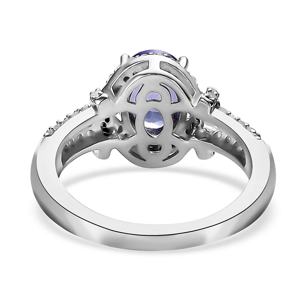 D'Joy Tanzanite, Diamond Ring in Platinum Over Sterling Silver, Engagement Ring, Promise Rings For Women, Oval Engagement Ring 1.65 ctw (Size 8) image number 5