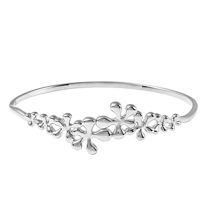 LucyQ Splash Collection Rhodium Over Sterling Silver Bangle Bracelet (7 in)