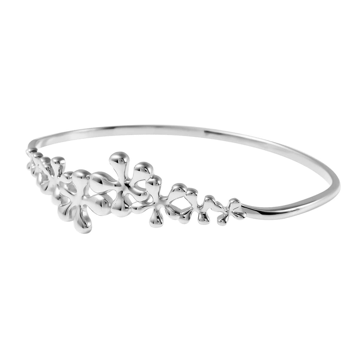 LucyQ Splash Collection Rhodium Over Sterling Silver Bangle Bracelet (7 in) 15 Grams image number 4