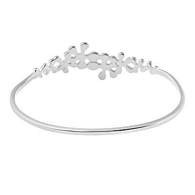 LucyQ Splash Collection Rhodium Over Sterling Silver Bangle Bracelet (7 in)