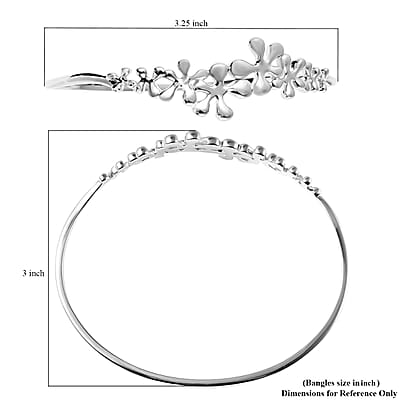 LucyQ Splash Collection Rhodium Over Sterling Silver Bangle Bracelet (7 in)