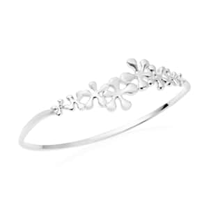 LucyQ Splash Collection Rhodium Over Sterling Silver Bangle Bracelet (7.50 in)