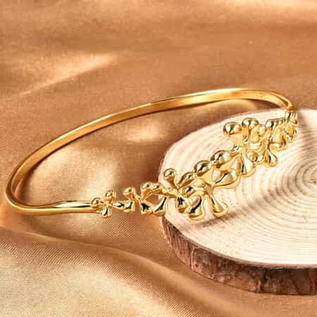LucyQ Splash Collection 14K Yellow Gold Over Sterling Silver Bangle Bracelet (7.50 in) 17.65 Grams image number 1