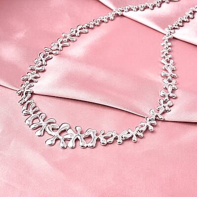 LucyQ Splash Collection Rhodium Over Sterling Silver Necklace 20 Inches 45 Grams